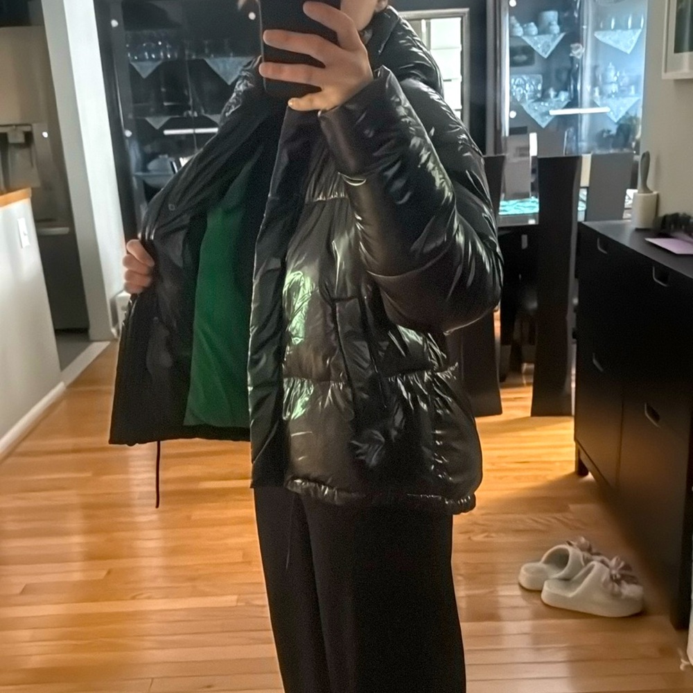 Zara Black Green Shiny Puffer Jacket - Picture 11 of 11